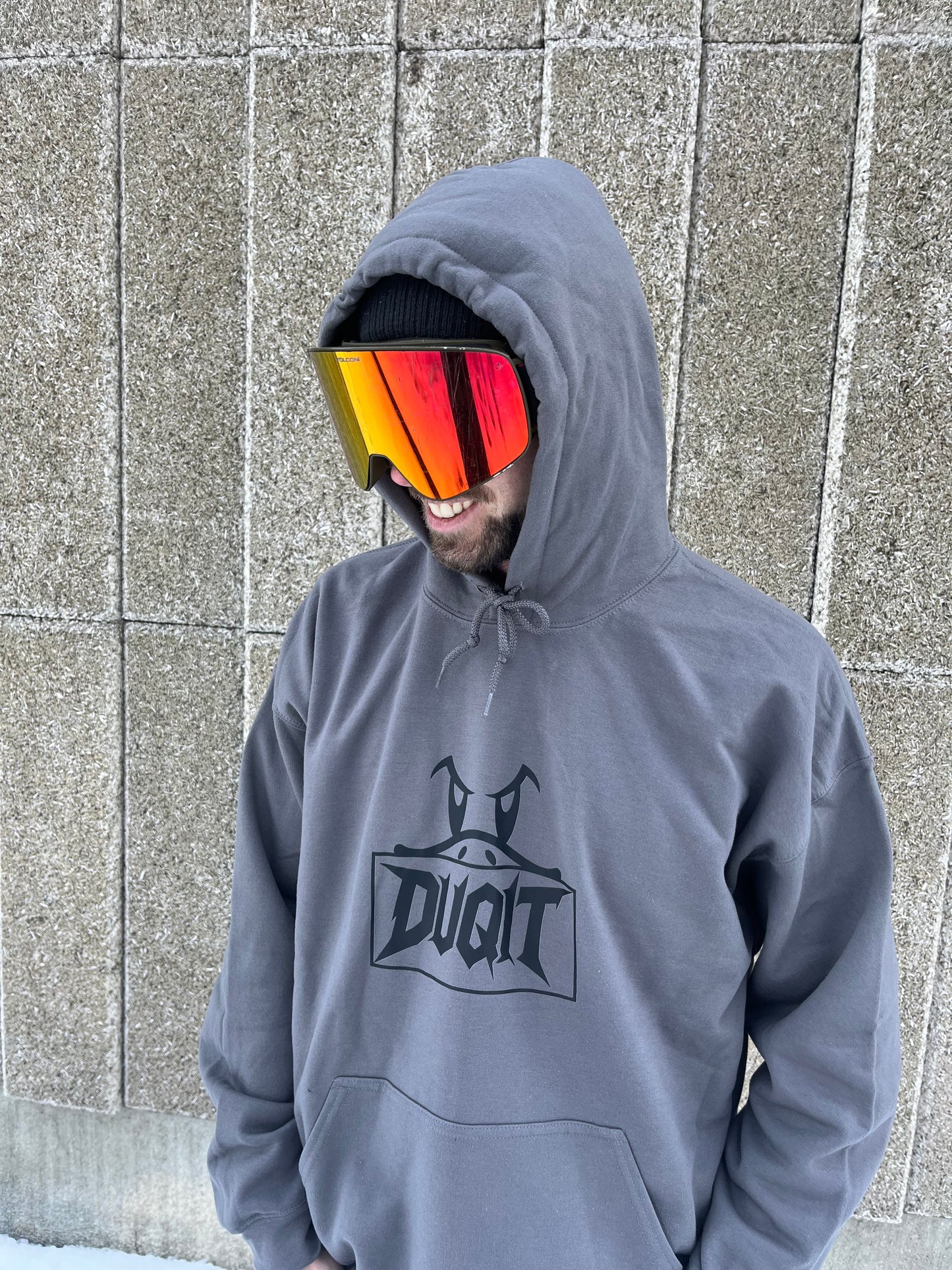 Half Duq Hoodie Stone Grey